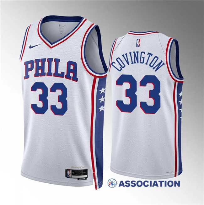 Men%27s Philadelphia 76ers #33 Robert Covington White Association Edition Stitched Jersey Dzhi